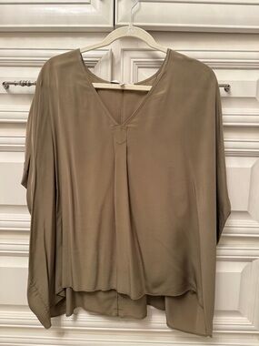 Lavender Brown Taupe / sage green V-Neck Draped Tunic